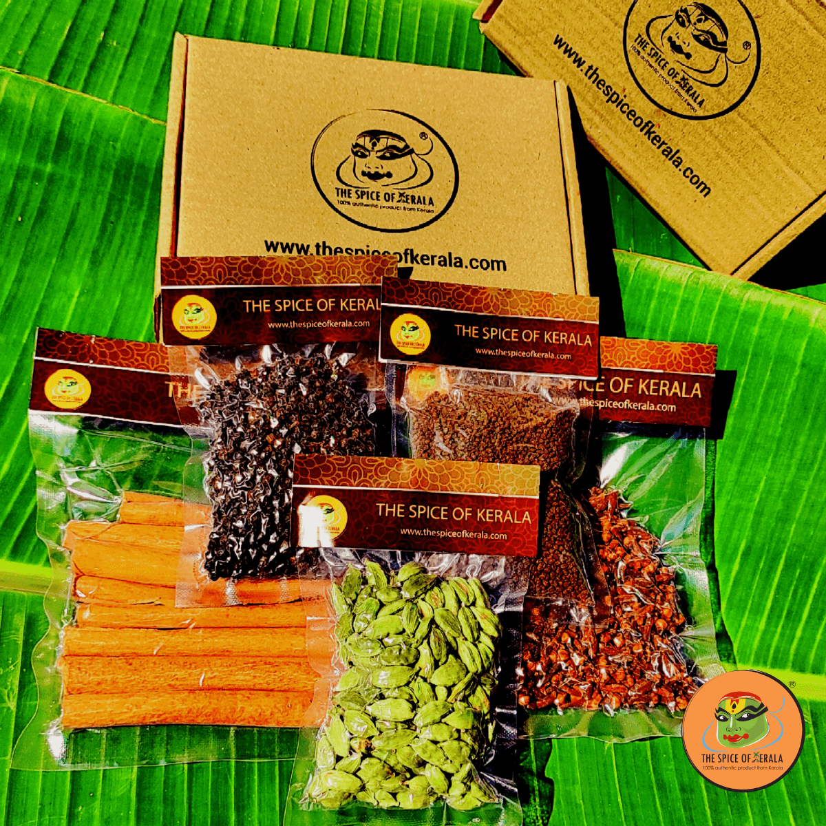 Combo Offer 1 - Kerala Flavours ( Cardamom, Cinnamon, Black Pepper, Clove and Granular Tea 50 gms each)